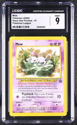 2000 Pokemon Mew 47/53 WOTC Black Star Promo Regular CGC 9 - Image 1