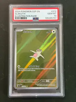 2024 POKEMON SSP EN-SURGING SPARKS ILLUSTRATION RARE #212 SLAKOTH PSA 10 - Image 1
