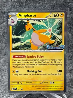 Pokemon Card Ampharos MEP 075 Black Star Promo Stamped Pre Release Chaos Rising - Image 1