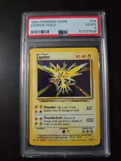 1999 Pokemon Base Set Zapdos Holo Rare #16 PSA 4 Vintage WOTC - Image 1