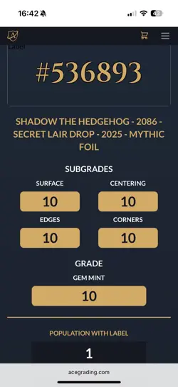 MTG Rainbow Foil Secret Lair Shadow The Hedgehog 2086 Mythic - GRADED PERFECT - Image 2