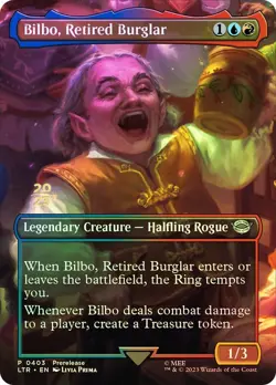 Bilbo, Retired Burglar *Prerelease Borderless Foil* LTR Lord of the Rings NM MTG - Image 1