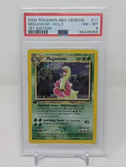 2000 POKEMON NEO GENESIS MEGANIUM HOLO 1ST EDITION #11 PSA 8 NM-MT - Image 1