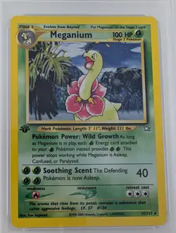 2000 POKEMON NEO GENESIS MEGANIUM HOLO 1ST EDITION #11 PSA 8 NM-MT - Image 3