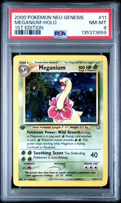 2000 POKEMON NEO GENESIS MEGANIUM HOLO 1ST EDITION #11 NM PSA 8 - Image 1