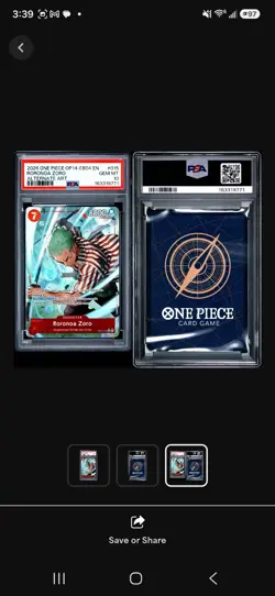 2026 ONE PIECE OP14-EB04-THE AZURE SEA'S SEVEN ALTERNATE ART RORONOA ZORO PSA 10 - Image 3