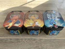 Pokemon TCG Hidden Fates Tins Art Set of 3 - Charizard Gyarados & Raichu SEALED - Image 2