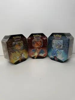 *Sealed* Pokemon Hidden Fates GX Tins Set of 3 - Charizard, Gyarados & Raichu - Image 1