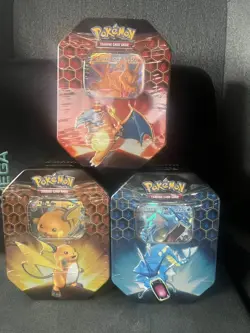 Pokemon Hidden Fates GX Tins Art Set of 3 - Charizard Raichu Gyarados - Sealed - Image 1