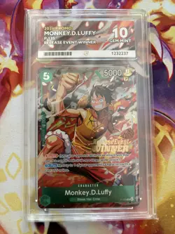 One Piece TCG Monkey D. Luffy P-135 Foil Promo - Pre release Winner - ACE 10 - Image 1