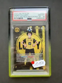 One Piece Monkey D. Luffy ST13-003 Borussia Dortmund Promo PSA 10 GEM MT English - Image 1