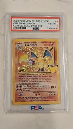 2021 Pokemon Celebrations Charizard Holo PSA 10 Classic Collection Base #4/102 - Image 1