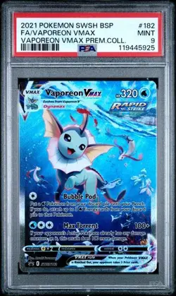 Vaporeon Vmax SWSH182 English Pokemon Sword & Shield Black Star Promo BSP PSA 9 - Image 1