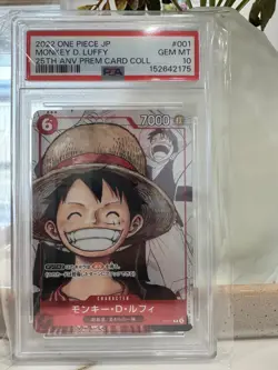 PSA 10 Monkey D Luffy P-001 Premium 25th Anniversary One Piece Japanese - Image 1