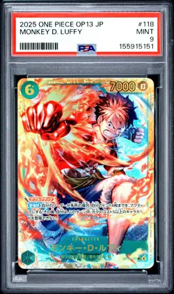 2025 ONE PIECE JAPANESE OP13-CARRYING ON HIS WILL #118 MONKEY D. LUFFY PSA 9 - Image 1