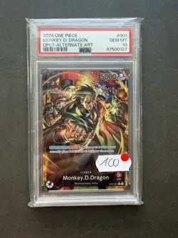One Piece Monkey D. Dragon OP07-001 Alternate Art Leader PSA 10 GEM MT English - Image 1
