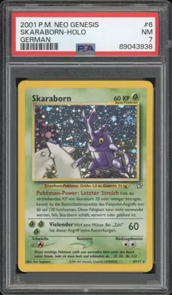 2001 Pokemon GERMAN Unlimited Neo Genesis Skaraborn-Heracross Holo 6/111 PSA 7 - Image 1