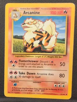 Pokemon Arcanine Card 23/102 Base Set Uncommon Mp Condition - Image 1