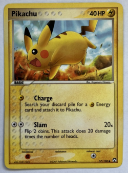 Pokemon Pikachu Non-Holo EX Power Keepers Card 2007 57/108 LP - Image 1