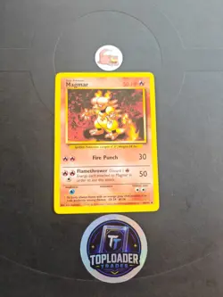 Pokemon TCG Magmar Base Set Unlimited Uncommon Non-Holo Card 36/102 LP - Image 1