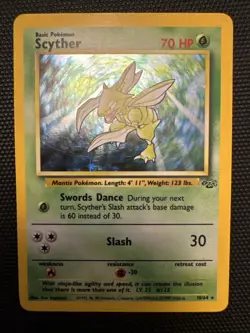 Pokemon TCG Scyther Holo Card 10/64 Jungle Set 1999 Rare WOTC Vintage LP/MP - Image 1