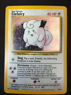 Clefairy 5/102 Holo Base Set Pokemon Card WOTC 1999 LP Vintage - Image 1