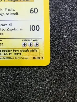 Pokemon - Zapdos Holo - 16/102 - Base Set - Rare Card - LP/NM - Image 4