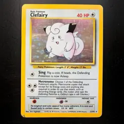 Clefairy 5/102 Holo Rare Base Set Unlimited WOTC Pokemon Card LP - Image 2