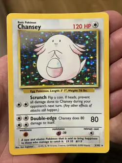 Pokemon TCG Chansey Base Set Holo Unlimited Rare Card 3/102 LP Condition - Image 1