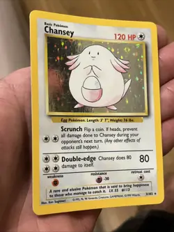 Pokemon TCG Chansey Base Set Holo Unlimited Rare Card 3/102 LP Condition - Image 3