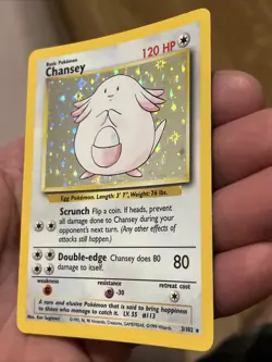 Pokemon TCG Chansey Base Set Holo Unlimited Rare Card 3/102 LP Condition - Image 4
