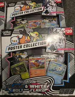 Pokemon TCG Black Bolt White Flare Unova Poster Collection Lot of 4 Sealed. - Image 2