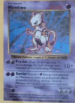 Pokemon TCG Base Set Mewtwo 10/102 Holo Rare Unlimited English 1999 60HP - Image 2