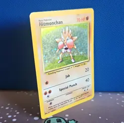 Pokemon TCG Hitmonchan 7/102 Base Set Holo Rare Holo 70 HP English 1999 - Image 3