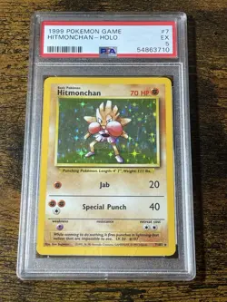 Pokemon TCG Hitmonchan 7/102 Base Set Holo Rare 1999 PSA 5 Wizards of the Coast - Image 1