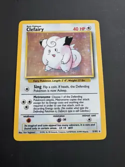 Pokemon TCG Clefairy Base Set 5/102 Holo Unlimited Holo Rare LP - Image 1