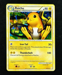 2010 Pokemon RAICHU HeartGold & SoulSilver CRACKED ICE HOLO Base Set Card 10/123 - Image 2