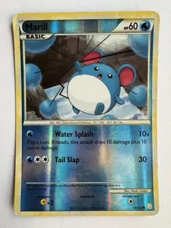 Marill Common HeartGold & SoulSilver 74/123 Reverse Holo Pokemon TCG Dmg - Image 1