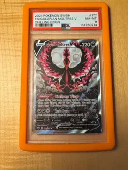Moltres V177/198 SWSH Chilling Reign Holo Alt Art Pokemon Card PSA 8 New Cert! - Image 2