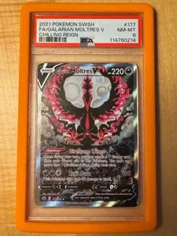 Moltres V177/198 SWSH Chilling Reign Holo Alt Art Pokemon Card PSA 8 New Cert! - Image 3