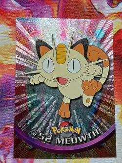Pokemon Meowth #52 Silver Ray Holo 1999 Topps Series One Card NM - Image 1