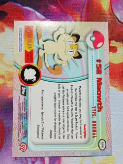 Pokemon Meowth #52 Silver Ray Holo 1999 Topps Series One Card NM - Image 2