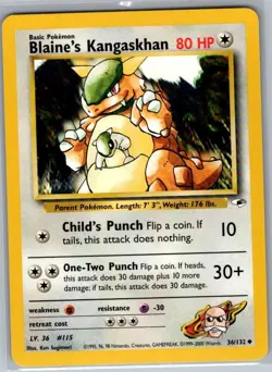 Blaine's Kangaskhan 36/132 Non Holo Gym Heroes - Pokemon Card - NM - Image 1