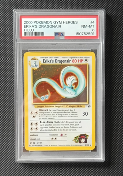 Pokemon TCG Erika's Dragonair 4/132 Gym Heroes Holo Rare Card - NM-MT - PSA 8 - Image 1