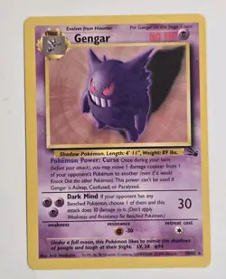 Pokemon TCG Gengar Fossil 20/62 Non-Holo Rare Card Vintage 1999 - Image 1