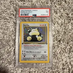 1999 SNORLAX Pokemon Card #11 11/64 Jungle 1st Edition Holo Rare PSA 7 - Image 1