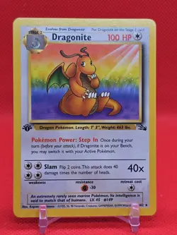 Pokemon Dragonite 19/62 1st Edition Fossil Non-Holo Rare WOTC 2000 Near Mint - Image 1