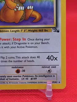 Pokemon Dragonite 19/62 1st Edition Fossil Non-Holo Rare WOTC 2000 Near Mint - Image 5