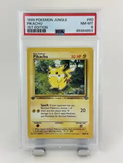 1999 Pokemon 1st Edition Pikachu 60/64 Jungle Regular English PSA 8 - Image 1