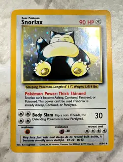 Pokemon Snorlax 11/64 Jungle Holo Rare 1999 WOC - ERROR CARD - NO jungle badge - Image 1